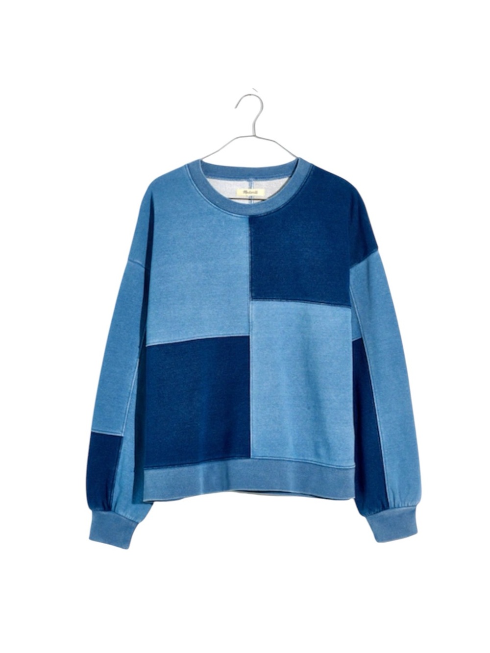 Madewell Indigo-Dyed Patchwork Sweatshirt Denim Inspired Blue Size Medium